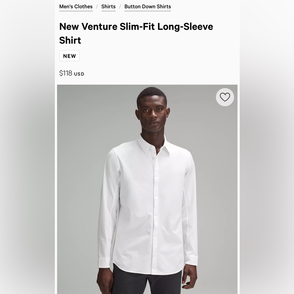 Lululemon New Venture Slim-Fit Long-Sleeve Shirt - White